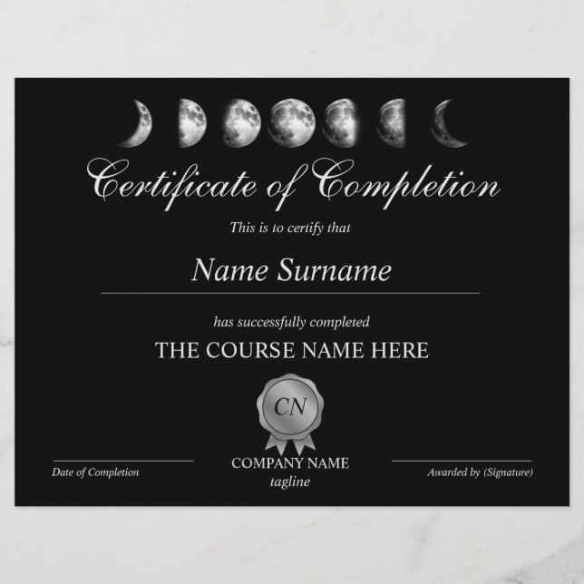 Abschlusszertifikat Yoga Moon (Vorderseite)