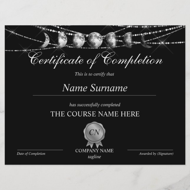 Abschlusszertifikat Yoga Moon (Vorderseite)