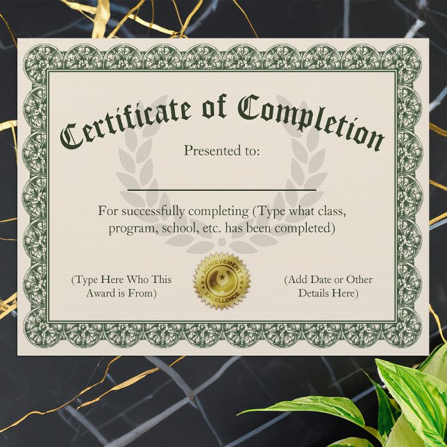 Abschlusszeugnis, anpassbar 8.5x11 (certificate of completion)