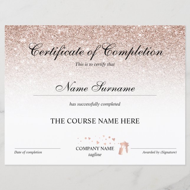Abschlusszeugnis des Spray Tans Course (Vorderseite)