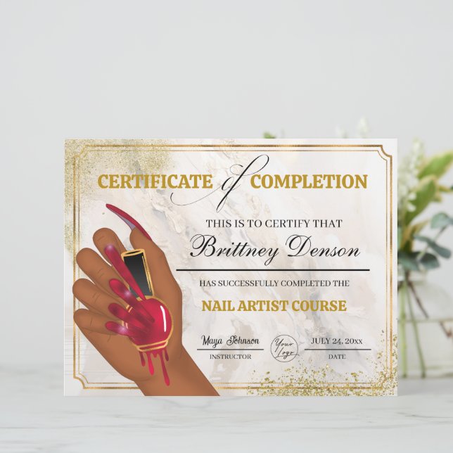 Abschlusszeugnis für Nageltechniker (Stehend Vorderseite)