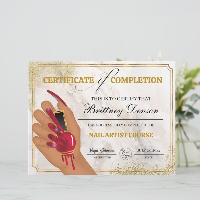Abschlusszeugnis für Nageltechniker (Stehend Vorderseite)
