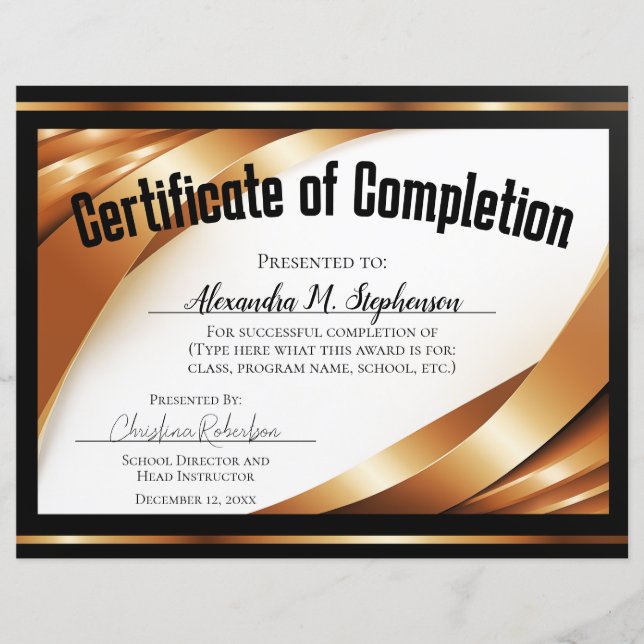 Abschlusszeugnis Gold Black Ribbons (Vorderseite)