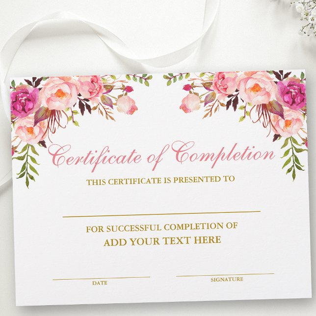 Abschlusszeugnis Rosa Blütengolden (Customize to change text size, text style or text color.)