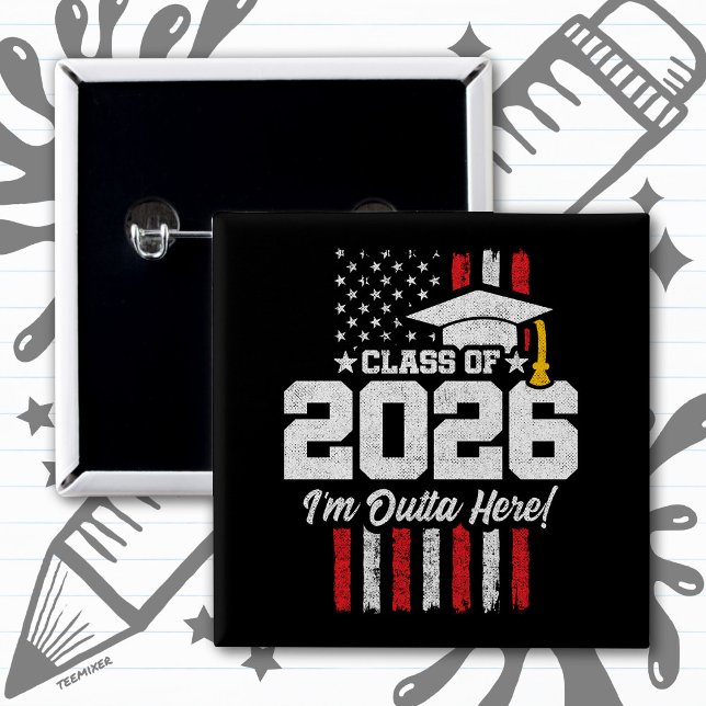 Abschlusszitat der Klasse 2026 Distressed Flagge Button (Von Creator hochgeladen)