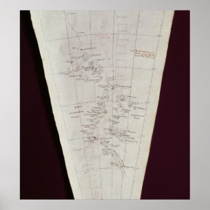 Abschnitt der Karte von Ross-Insel zu Südpol Poster