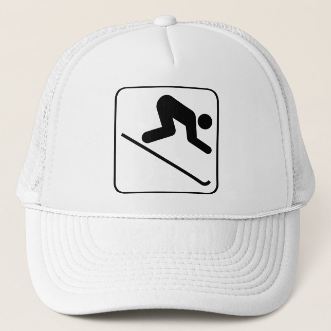 Abschüssiger Ski-Symbol-Hut Truckerkappe (Vorderseite)