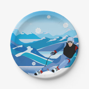 Abschüssiger Skier-Papier-Teller Pappteller