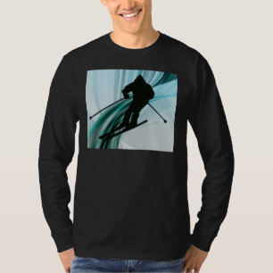 Abschüssiger Skifahrer auf eisigen Bändern T-Shirt