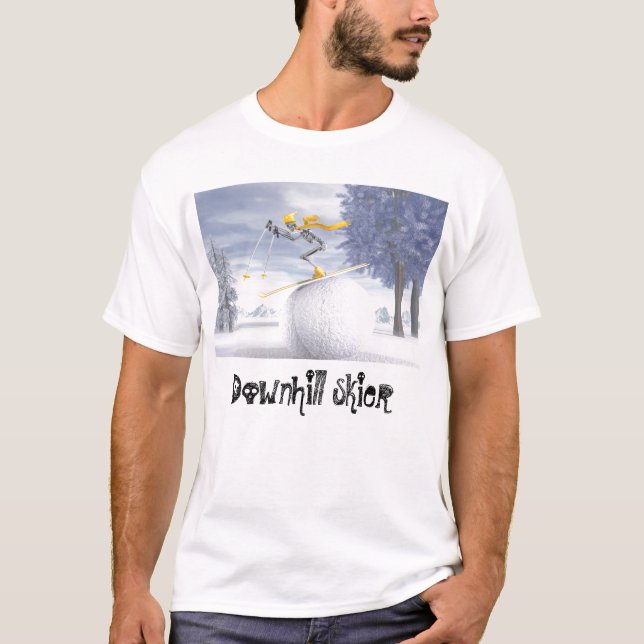 Abschüssiger Skifahrer T-Shirt (Vorderseite)