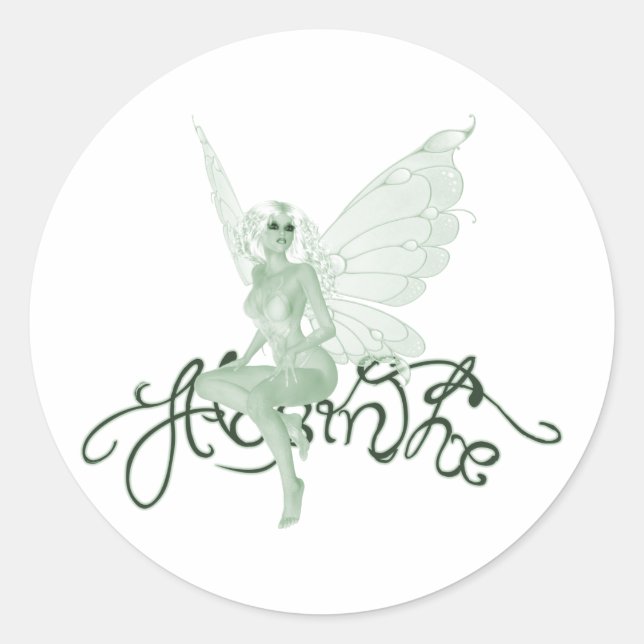 Absinthe Art Signature Green Fairy - Absinthe Runder Aufkleber (Vorderseite)