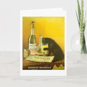 Absinthe Bourgeois und Cat Fine Vintage Poster Karte