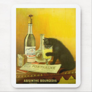 Absinthe Bourgeois und Cat Fine Vintage Poster Mousepad