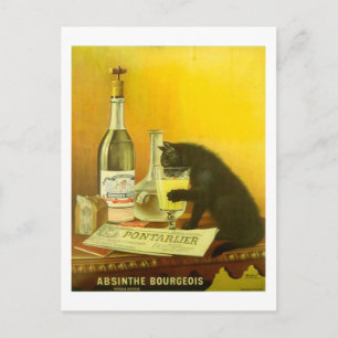 Absinthe Bourgeois und Cat Fine Vintage Poster Postkarte