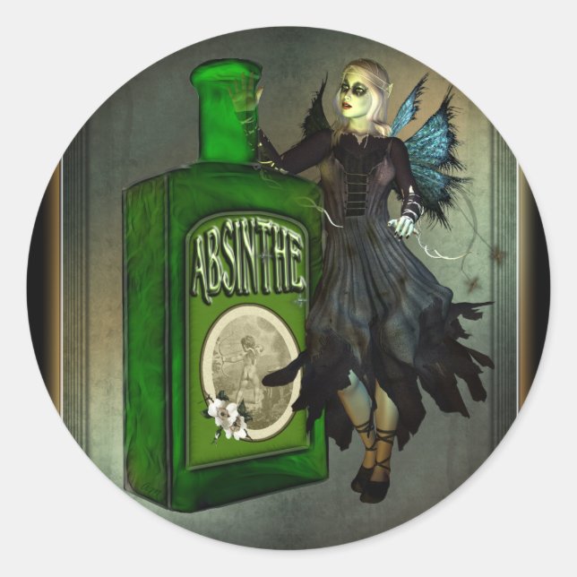 Absinthe Fee Round Stickers (Vorderseite)