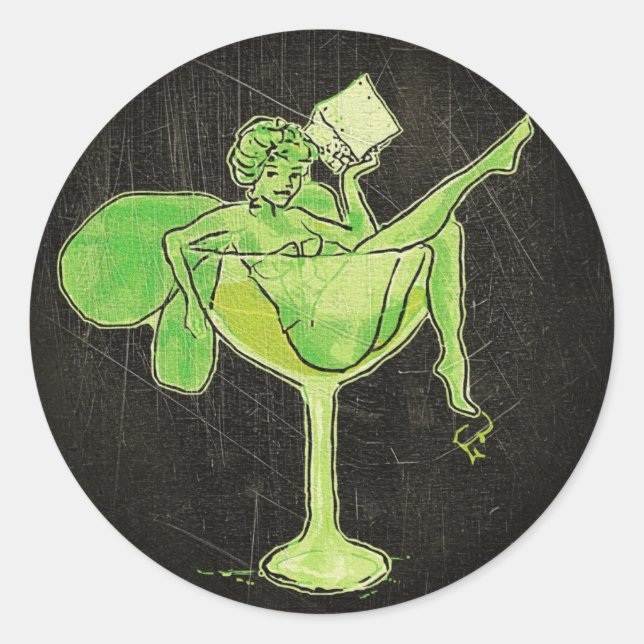 Absinthe Girl in Glass (kein Text) Runder Aufkleber (Vorderseite)