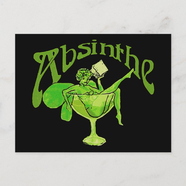Absinthe Girl in Glass Postkarte (Vorderseite)