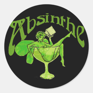 Absinthe Girl in Glass Runder Aufkleber