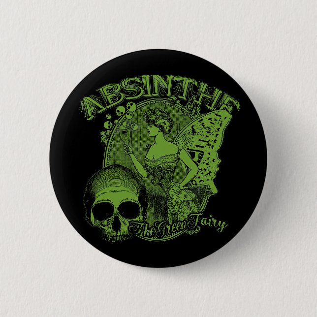 Absinthe Green Fairy Lady Button (Vorderseite)