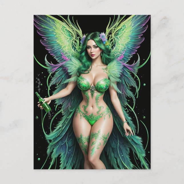 Absinthe Green Fairy Postcard Postkarte (Vorderseite)
