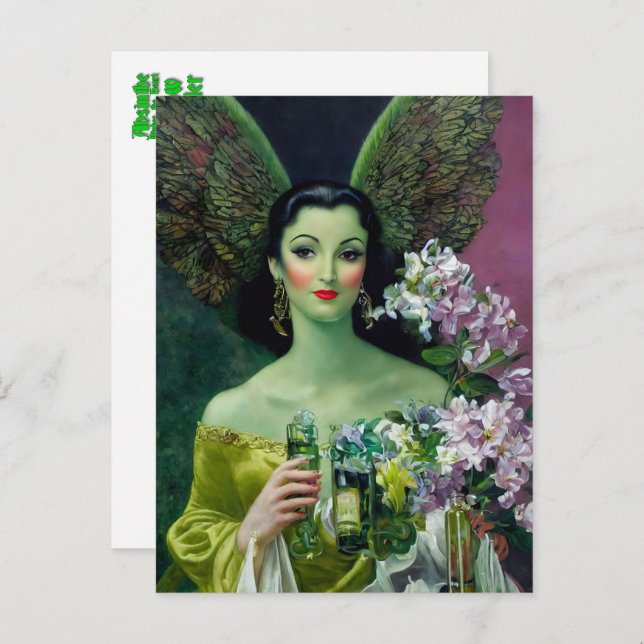 Absinthe Green Fairy Postcard Postkarte (Vorne/Hinten)