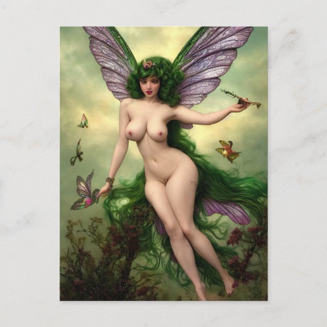 Absinthe Green Fairy Postcard Postkarte (Vorderseite)