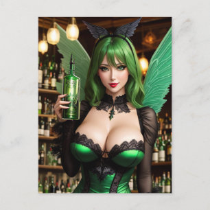 Absinthe Green Fairy Postcard Postkarte