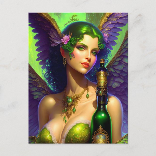 Absinthe Green Fairy Postcard Postkarte (Vorderseite)