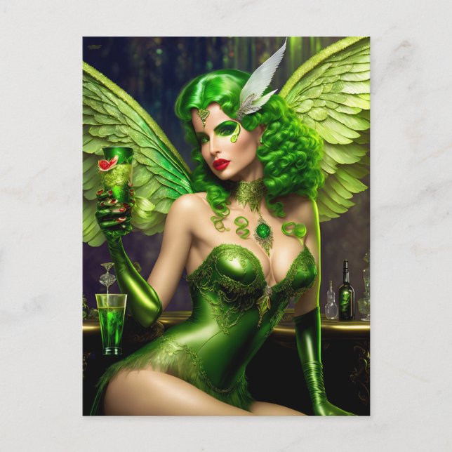 Absinthe Green Fairy Postcard Postkarte (Vorderseite)