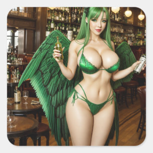 Absinthe Green Fairy Quadratischer Aufkleber