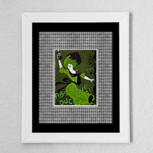 Absinthe in Green Vintage und Harlequin Border Poster