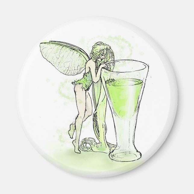 Absinthe La Fee Verte Fairy mit Glas (kein Text) Magnet (Vorne)