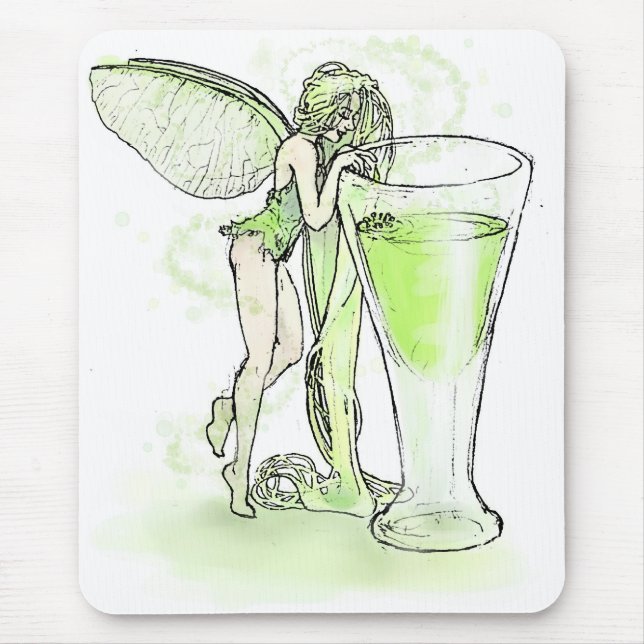 Absinthe La Fee Verte Fairy mit Glas (kein Text) Mousepad (Vorne)
