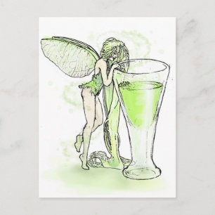 Absinthe La Fee Verte Fairy mit Glas (kein Text) Postkarte