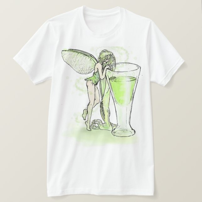 Absinthe La Fee Verte Fairy mit Glas (kein Text) T-Shirt (Design vorne)