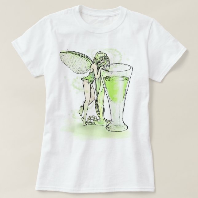 Absinthe La Fee Verte Fairy mit Glas (kein Text) T-Shirt (Design vorne)