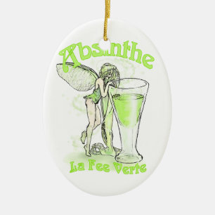 Absinthe La Fee Verte Fairy mit Glas Keramikornament