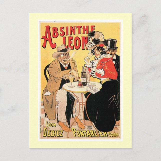 Absinthe Leon Vintag Wine Drink und Art Postkarte (Vorderseite)