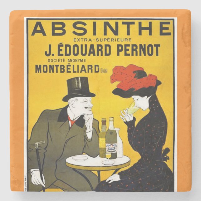 Absinthe Leonetto Cappiello Vintage Werbung Steinuntersetzer (Vorderseite)