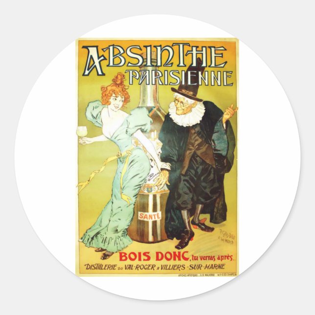 Absinthe parisienne runder aufkleber (Vorderseite)