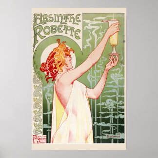 Absinthe Robette Classic 1896 Trinkglas Art Nouvea Poster