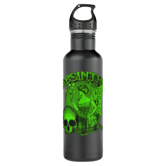 Absinthe Skull Green Fairy Retro design Edelstahlflasche (Vorderseite)