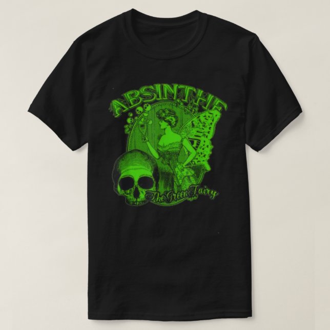 Absinthe Skull Green Fairy Retro Design T-Shirt (Design vorne)