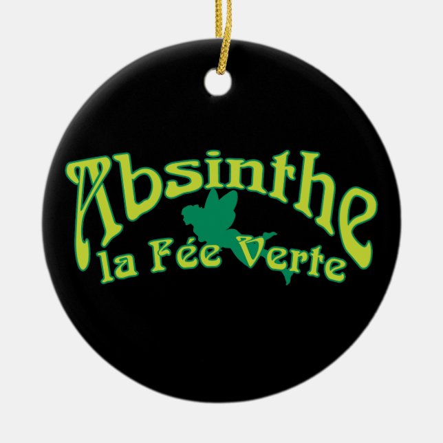 Absinthe Text La Fee Verte Keramikornament (Vorne)