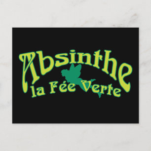 Absinthe Text La Fee Verte Postkarte