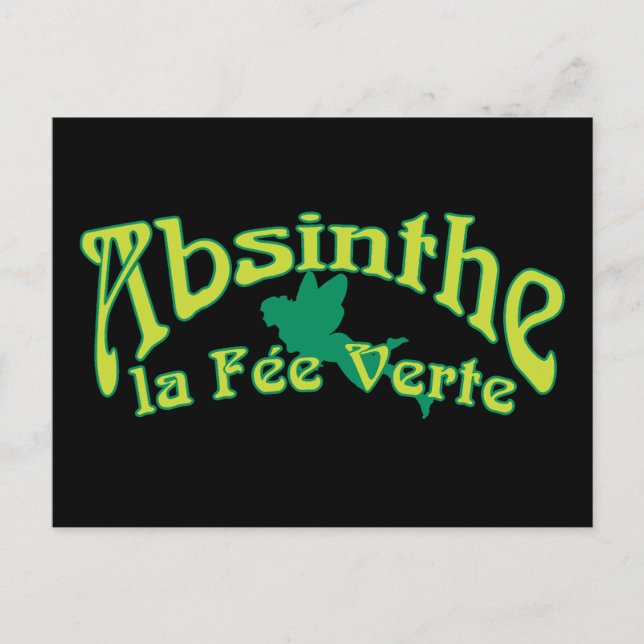 Absinthe Text La Fee Verte Postkarte (Vorderseite)