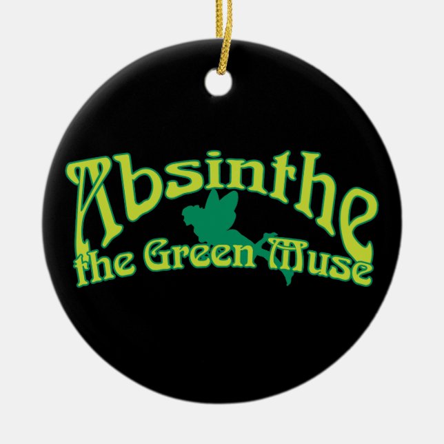 Absinthe Text The Green Muse Keramik Ornament (Vorne)