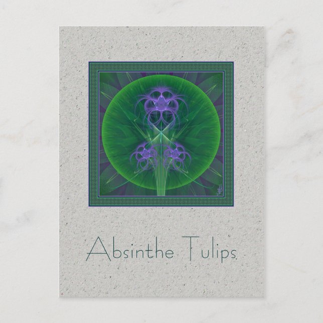 Absinthe Tulips Mandala Postkarte (Vorderseite)