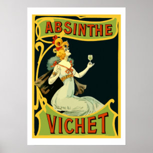 Absinthe Vichet, Moderner Jugendstil Poster