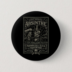 Absinthe Vintage Poster Totenkopf Gentleman Gothic Button